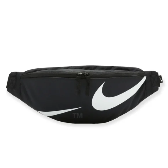 New Nike Swoosh Heritage Crossbody Shoulder Festival Waist Bag Pouch Black White - Picture 2 of 8